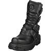 New Rock Metallic nero Pelle Stivali M.391-S18