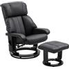 HOMCOM Poltrona Massaggiante con Pouf Poggiapiedi e Telecomando, Reclinabile, Poltrona Relax Imbottita in Similpelle, Nero|Aosom