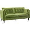 HOMCOM Divano Clic Clac 2 Posti Classico con Cuscini e Trapuntato a Bottoni, in Velluto, 172x75x82cm, Verde|Aosom