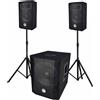 KARMA Sistema di Amplificazione da 1000W con 2 Satelliti, Subwoofer, Treppedi, Custodia