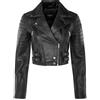 Infinity Donna Giacca Corta Corto Corpo Gotico Top Nero Chic Biker Giacca IN Vera Pelle