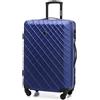 WITTCHEN Valigia da viaggio Bagaglio a mano Valigia da cabina Valigia rigida in ABS con 4 ruote girevoli Serratura a combinazione Maniglia telescopica Classic Line Taglia M Blu