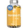 HN Vitamina D3 K2 (+1 Anno) di Alto Dosaggio Vitamina D Supporta alla funzione immunitaria e ossea Integratore Vitamin D3 + K2 altamente concentrata per regolare il metabolismo del calcio 365 Compresse