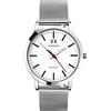 Sekonda Orologio Uomo Quadrante Bianco Cinturino Pelle Nero 1939, Bianco - Bracciale in maglia argentata, Bracciale