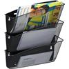 Relaxdays, Set da 3 Portariviste in Metallo da Muro, Organizer Portagiornali a Parete, 3 Cesti Portadocumenti, 39x36x12 cm, Nero, Acciaio