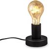 B.K.Licht, Lampada da tavolo, attacco per lampadina E27 non inclusa, interruttore sul cavo, diametro 10cm, abat-jour da comodino piccola in metallo nero opaco, luce da lettura vintage industriale