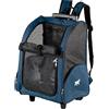 Ferplast Trasportino Cani Piccoli Gatti TROLLEY con Ruote, Zaino per Piccoli Cani Gatti, Manico Telescopico, Tasche per Accessori, Blu