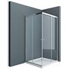 doporro Box Doccia 100x80x190cm, Cabina Doccia Angolare con Porte Scorrevoli Vetro di Sicurezza ESG Vetro Trasparente 6mm Ravenna16k