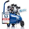 NTG Compressore d'aria silenzioso 1470W Serbatoio da 24 litri ad alte prestazioni 9 bar oil-free | particolarmente silenzioso e flessibile da usare con 2 manometri e regolatore di pressione