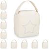 Relaxdays 10x Fermaporta a Sacco, Blocca Porte e Finestre, Tessuto, Manico e Stella Decorativa, 18,5x14x10 cm, Beige