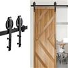 Yakimz Set di accessori per porta scorrevole in legno, con ruote scorrevoli e guide per porta scorrevole, accessori in acciaio al carbonio, nero, per singola porta in legno, 200 cm (6,6 piedi), Big