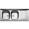 Arredobagnoecucine Lavello cucina appoggio Apell mod.Pisa acciaio Inox, cm.120x50,2 vasche a sinistra