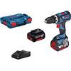 Bosch Professional 18V System Trapano-avvitatore con percussione a batteria GSB 18V-60 C (incl. 2 batterie da 5,0 Ah, caricabatt.GAL 18V-40, L-BOXX)