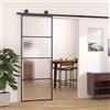 Festnight Porta Scorrevole Vetro Smerigliato ESG Alluminio, Porte Interne Scorrevoli Vetro, Porte Interne, Porta Scorrevole Interno Muro, 76x205 cm Nera