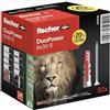 Fischer 120 Tasselli Duopower con Vite, 6 x 30 mm, per Muro pieno, Mattone Forato, Cartongesso, 568871