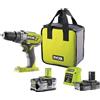 Ryobi Trapano avvitatore a percussione a batteria (2 batterie 2,0 + 4,0 Ah, 18 V, con caricatore, illuminazione) R18PD3-242S