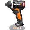 Worx WX292.9 Avvitatore con Percussione a Batteria 20V, Motore Senza Spazzole, 175 NM, 2900 giri/min, Mandrino 6,35 mm HEX, Soft Grip, 1 Pezzo - Solo Corpo Macchina