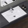 doporro Lavabo Integrale a Incasso Soprapiano 70x48x14 cm Rettangolare in Marmoresina Bianco Lucido, Lavabo Bagno da Appoggio con Foro Rubinetto e Troppopieno Colossum02