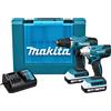 Makita DK18922A - Kit combinato G-Series agli ioni di litio, 18 V, 2 pezzi, fornito in una custodia per il trasporto