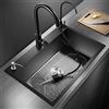 WUPYI2018 Lavello da cucina in acciaio inox, rettangolare, con foro per rubinetto, 50 x 45 cm, con dispenser per sapone, sifone