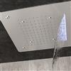 OGOMONDO Soffione Doccia LED a Soffitto Installazione Da Incasso Con Cascata Acciaio Inox Quadro