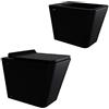 GIORGY Coppia Set Sanitari Bagno Filo Muro Nero Opaco Squadrati a Terra Wc Bidet Coprivaso Soft Close Incluso