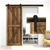 CCJH 10ft/304cm Binario per Porta Scorrevole Kit per porta singola in legno in Stile Rustico, Nero
