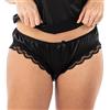 Satini Bikini Lingerie Slip Mutandine Raso Pizzo a Balze Mutandoni (Rosa Pastello, L)