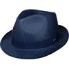 LIPODO Colour City Trilby Cappello di Carta Paglia Unisex - Trilby Prodotto in Italia - Cappello da Sole nelle Taglie S-XL - Cappello Fedora con Fascia in Gros-Grain Blu L (58-59 cm)