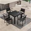 DEGHI Set pranzo tavolo 90x90 cm e 4 sedie a doghe con braccioli in alluminio antracite - Carioca