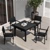 DEGHI Set pranzo tavolo 90/180x90 cm e 4 sedie con braccioli a doghe in alluminio antracite - Carioca