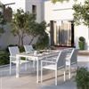 DEGHI Set pranzo tavolo con top effetto marmo 160x90 cm e 4 sedie in alluminio bianco - Miranda