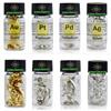 Palladium Metal, Platinum Metal, Silver Metal, Gold Metal Sample Foils Vials Set