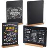 BESTOOL 4 Pezzi Lavagna, Lavagna da Tavolo con Base Bifacciale in Ardesia per Buffet Segni di Prezzi Display Menu di Bevande per Compleanno Matrimonio Bar Cafe, 22 x 30 cm