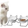 Navaris 2 Ciotole Rialzate Inclinate per Gatti in Ceramica - Ciotola Rialzata Inclinata Gatto - con Rialzo per Ciotola in Ferro - Ciotoline Cibo Acqua Cane - 350 ml