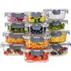 Igluu Meal Prep Contenitori Vetro per Alimenti (Set da 12) Misure Assortite | 4 Rettangolari, 4 Quadrati, 4 Tondi -Senza BPA -Forno, Friggitrice ad Aria, Microonde, Freezer e Lavastoviglie -Borosilicato