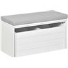 HOMCOM Panca portaoggetti con cuscino grigio - Scarpiera - Panca per scarpe con grande cassetto doppio scomparto - MDF bianco
