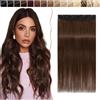 SEGO Extension Capelli Veri Clip Fascia Unica 100% Remy Human Hair Extensions Singole Cioccoa Larga 22cm Posticci Donna 40cm (45g) #4 Marrone Medio