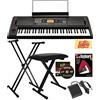 Korg EK-50L Limitless Entertainer Keyboard Bundle con supporto regolabile, panca, pedale Sustain, libretto di istruzioni, DVD didattico di Austin Bazaar e panno di lucidatura