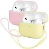 Mocarheri 2X Mocarheri Custodia in Silicone Compatibile con Airpods Pro 2 (2022), Ultra Sottile in Premium per Airpods Pro 2 Cover protettiva antiurto (Giallo+Rosa)