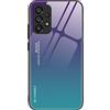 Dedux Custodia Cover per Samsung Galaxy A53 5G, Custodia in Vetro Temperato a Colori Sfumati + Protettivo TPU Case Cover (Viola/Verde)