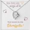 Bramart Collana Donna Alla mia Damigella Ti voglio un Mondo di Bene Finitura Argento, Oro Idee Regali per lei Compleanno, Natale - Cofanetto con DEDICA incluso (Damigella 2)