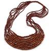 Avalaya Collana multifilo in legno marrone e perline di vetro, lunghezza 78 cm