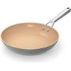 Ninja Padella in Ceramica a Lunga Durata da 28 cm, Antiaderente (senza PFAs, PFOAs, Piombo o Cadmio), Manico in Acciaio Inox, per Induzione e Forno fino a 285°C, Grigio/Terracotta, CW90028EUUKDB.