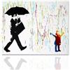 Declea Home Decor Dipinto su Tela Rain Of Colours Quadro Moderno Tributo Banksy, Quadro Street Art Canvas Telaio in Legno Realizzato a Mano