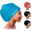 AQASKIN Cuffie Nuoto Professionali Capelli Lunghi in Silicone Bielastico - TAGLIA M/L/XL - Cuffie Piscina, Mare e Acquagym - Per Sport in Piscina Adulti e Ragazze (L, Celeste)