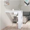 QZZCED Bancone da Muro,Tavolo bar alto Penisola cucina Tavolino da caffè Adatto per cucina, caffetteria, soggiorno, studio Bianco Lucido 102x45x103,5 cm Legno Compensato