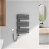 EMKE Scaldasalviette Elettrico con Elemento riscaldante termostatato,762x500mm 400W，Pannello Asciugamano Elettrico con Asta di Riscaldamento con Timer, Antracite