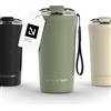 LARS NYSØM Tazza Termica per caffè Thermo Coffee Mug-to-Go con Cinturino & Coperchio in Tritan 500ml | Tazza da Viaggio 0,5 Litri con Isolamento | Per caffè e tè (Sage Green, 500ml)