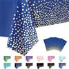 MORAINJAY 4 Pz Blu Tovaglia a Pois in Oro, Antimacchia Impermeabile in Plastica 137x274cm Rettangolare per Feste, Natale, Interni Esterni, Giardino, Ristorante
